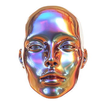 Holographic Futuristic Human Face Illustration png