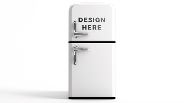Refrigerator mockup isolated on white background for art placement psd