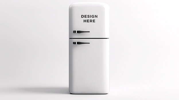 Refrigerator mockup isolated on white background for design placement psd