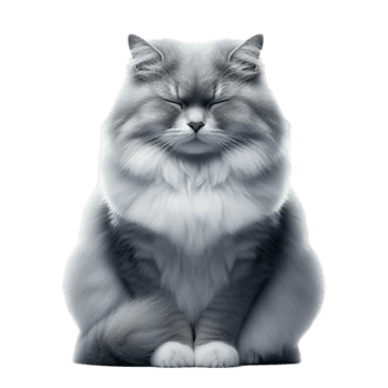 Grey Fluffy Cat Sitting Gracefully png