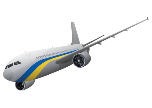 airplane aircraft with Ukrainian flag on white background vector