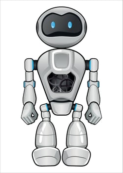 realistic robot droid with gears white color on white background vector