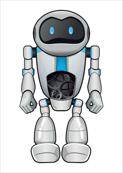 mechanical robot droid with gears white color on white background vector