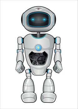 mechanical robot droid with gears white color isolated on white background vector