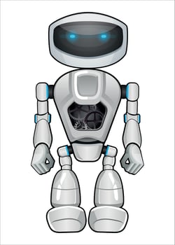 realistic mechanical robot with gears white color on white background vector