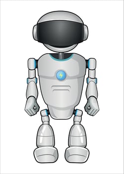 mechanical robot droid white color isolated vector