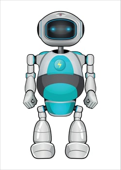 mechanical robot white and blue color on white background vector