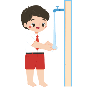 Cute elementary schoolboy wash his hands png