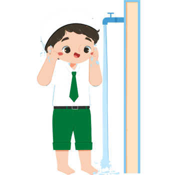 Cute islamic elementary schoolboy is cleaning the ears png