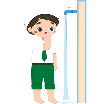 Cute islamic elementary schoolboy is cleaning his nose png