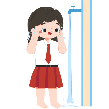 Cute elementary schoolgirl is cleaning the ears png