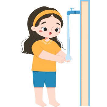 Adorable girl wash her hands png