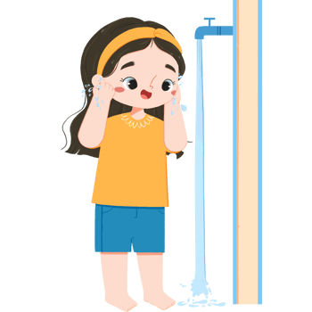 Adorable girl is cleaning the ears png