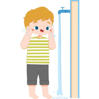 Adorable european boy is cleaning the ears png