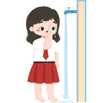 Cute elementary schoolgirl is cleaning her nose png