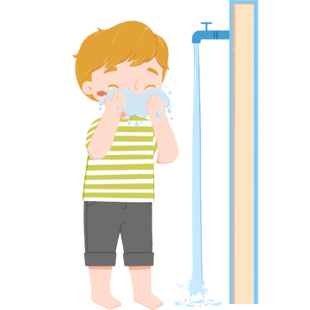 Adorable european boy is washing face png