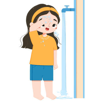 Adorable girl is wiping the head png