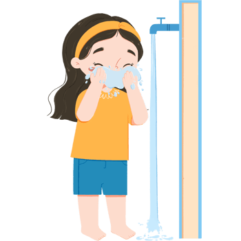 Adorable girl is washing face png