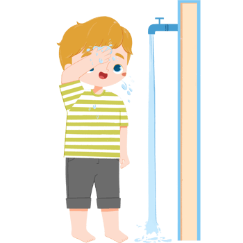Adorable european boy is wiping the head png
