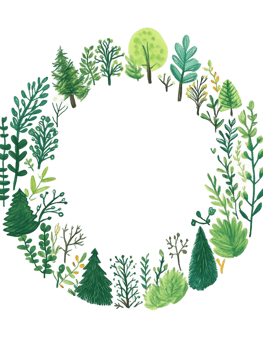 Lush Green Foliage Wreath Frame on Transparent Background png