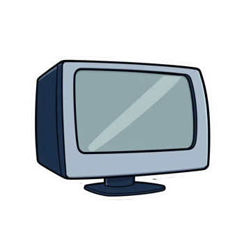A sticker of a Vintage TV or monitor PC, Hand drawn clipart in doodle style, isolated on transparent background png