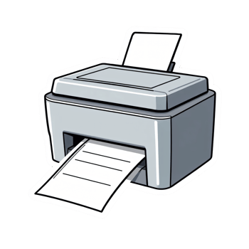 A cartoon sticker of a printer, Hand drawn clipart in doodle style, isolated on transparent background png