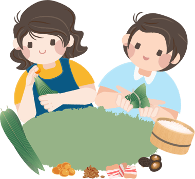 Illustration of making rice dumplings for Dragon Boat Festival png