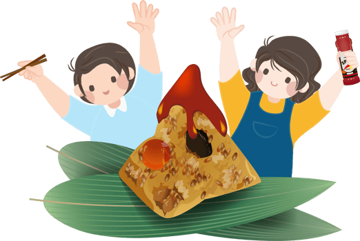 Dragon Boat Festival illustration, people cheering while opening rice dumplings png