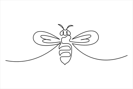 Continuous single line art drawing of honey bee art concept illustration for honey bee simple line art vector