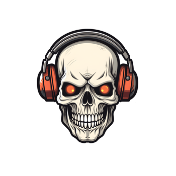 skull with headphone art png