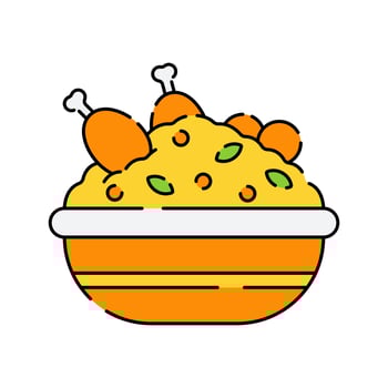 Biryani Bowl. A traditional Pakistani rice dish with chicken and spices, widely loved across the country. vector