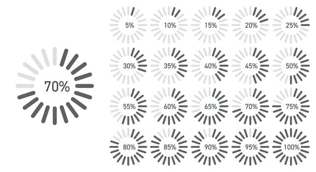 Radial Bar Progress Chart Set in Grayscale vector