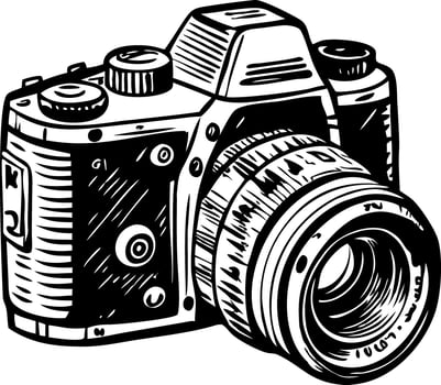 Wedding photography camera, vintage illustration vector