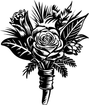 Beautiful vintage illustration of a boutonniere vector