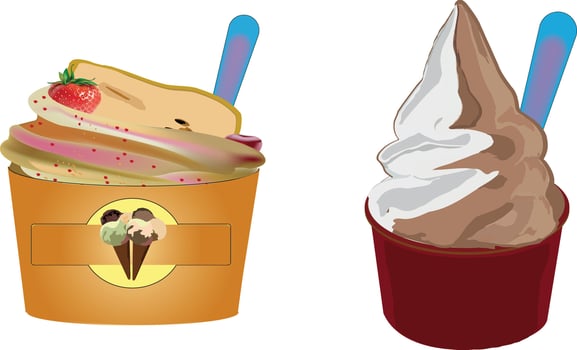 Ice cream and sundae clipart vector