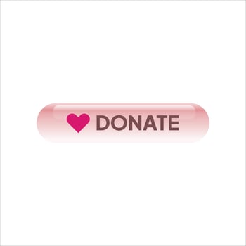 Donate button with heart icon isolated on white background vector