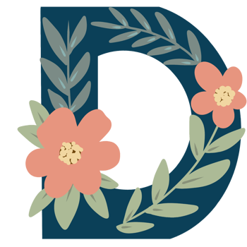 Floral Alphabet letter D png