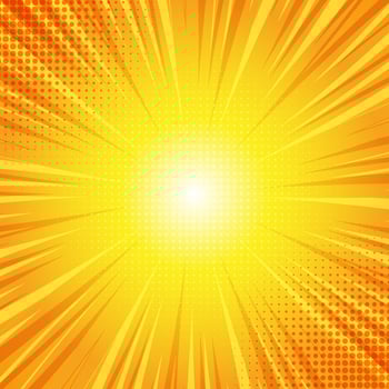 Retro style comic starburst design background in orange and yellow vector