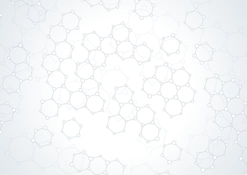 Abstract background with hexagons and connecting dots pattern design vector