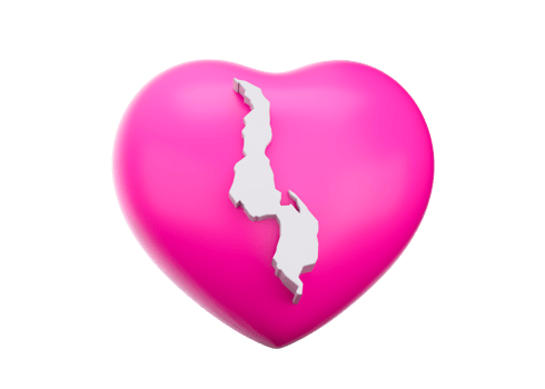 3d Shiny Pink Hearts With 3d Map Of malawi 3d illustration png
