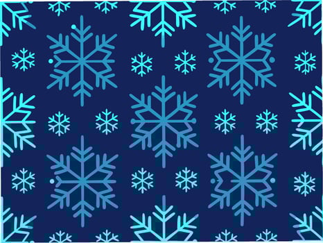 Seamless pattern of glowing digital snowflakes on dark blue background graphic design winter theme abstract view vector