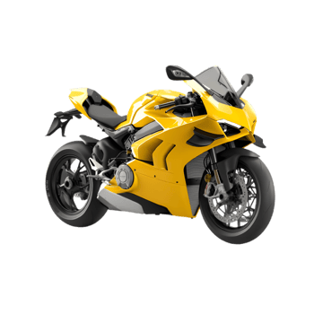 Yellow sports bike motorcycle on a transparent background png