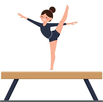 Gymnast performing an elegant balance pose on a beam in art vector