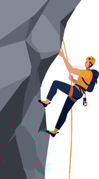 Climber ascending a rocky wall in minimal style showcasing determination and adventure in art vector