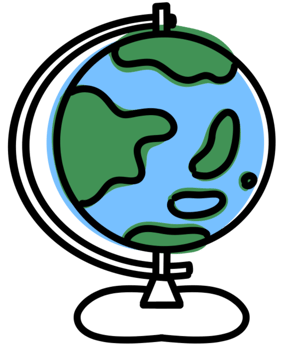 Hand drawing clipart of a globe spinning png
