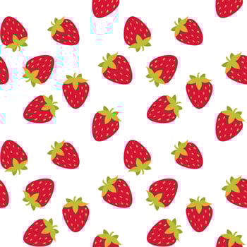 Strawberry berries simply pattern on white background vector