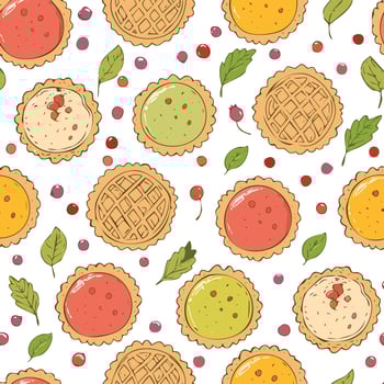 baked pies and tarts pattern vector