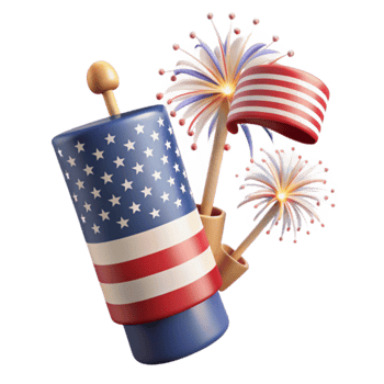 Patriotic Fireworks and Flag Celebration png