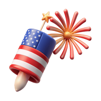 Patriotic Firecracker Fireworks 3D Render png