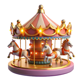 Enchanted Carousel Spinning Horses, Fairytale Fun png